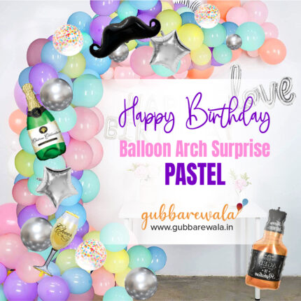 Happy Birthday Balloon Arch surprise - Pastel