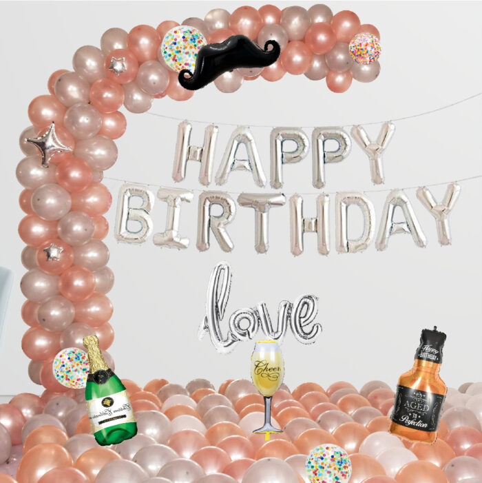 Happy Birthday RoseGold Balloon surprise -(B)