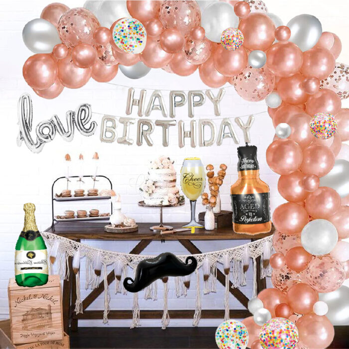Happy Birthday RoseGold Balloon surprise -(C)