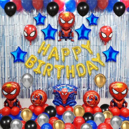 Happy birthday Spiderman decoration-(A)